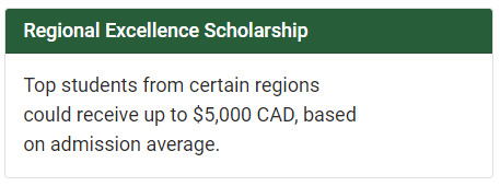 University of Alberta Regional Excellence Scholarship 