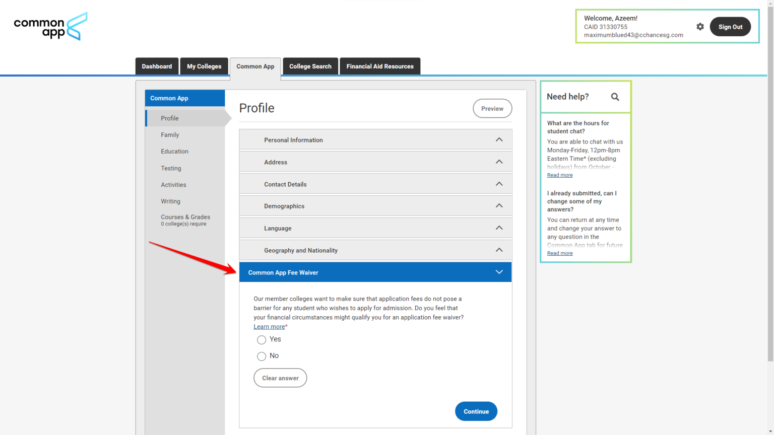 COMMON APP TRANSFER FEE WAIVER visual data 6