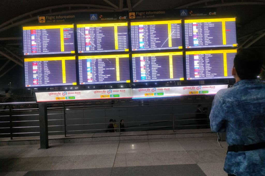 Flight Information Screen outside the Airport Gates - Indira Gandhi International Airport, New Delhi