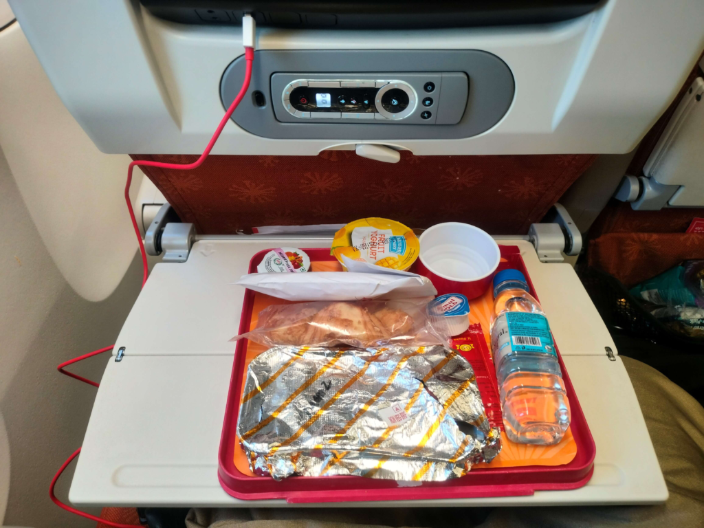 First Meal - Air India's New Delhi to Toronto Direct Flight