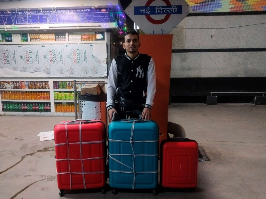 My Luggage Bags and I at the New Delhi Railway Station