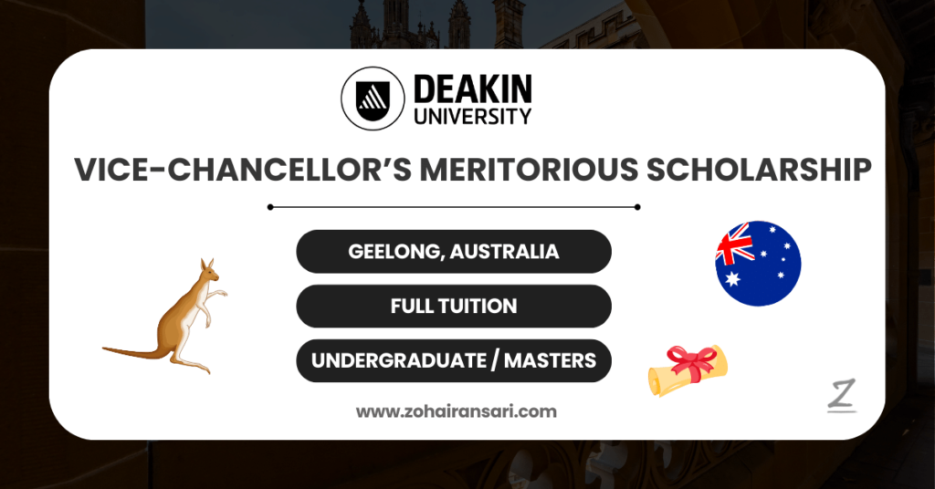 Deakin Vice-Chancellor’s Meritorious 100% Scholarship (India) at Deakin University